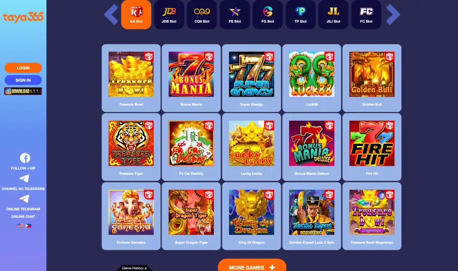 Games at Taya365 Casino